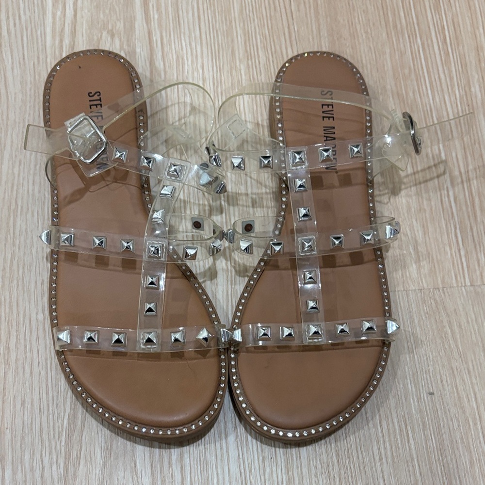 Steve Madden Clear Sandals with Silver Studs